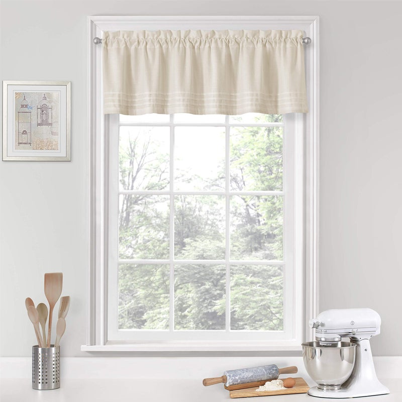 VUE Kingsbury Short Valance Small Window Curtains Bathroom, Living Room and Kitchens, 52" x 14", Natural - Image 1